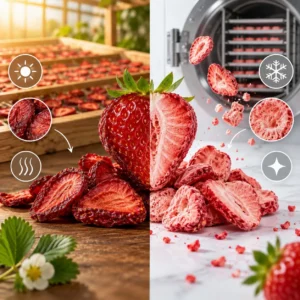 تفاوت توت فرنگی خشک و فریز درای