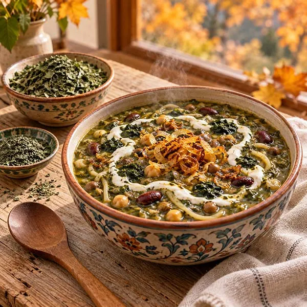 طرز تهیه آش رشته با سبزی خشک